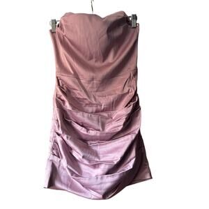NWT Naked Wardrobe Women's Corset Strapless Satin Dress Bodycon Mauve Size S
